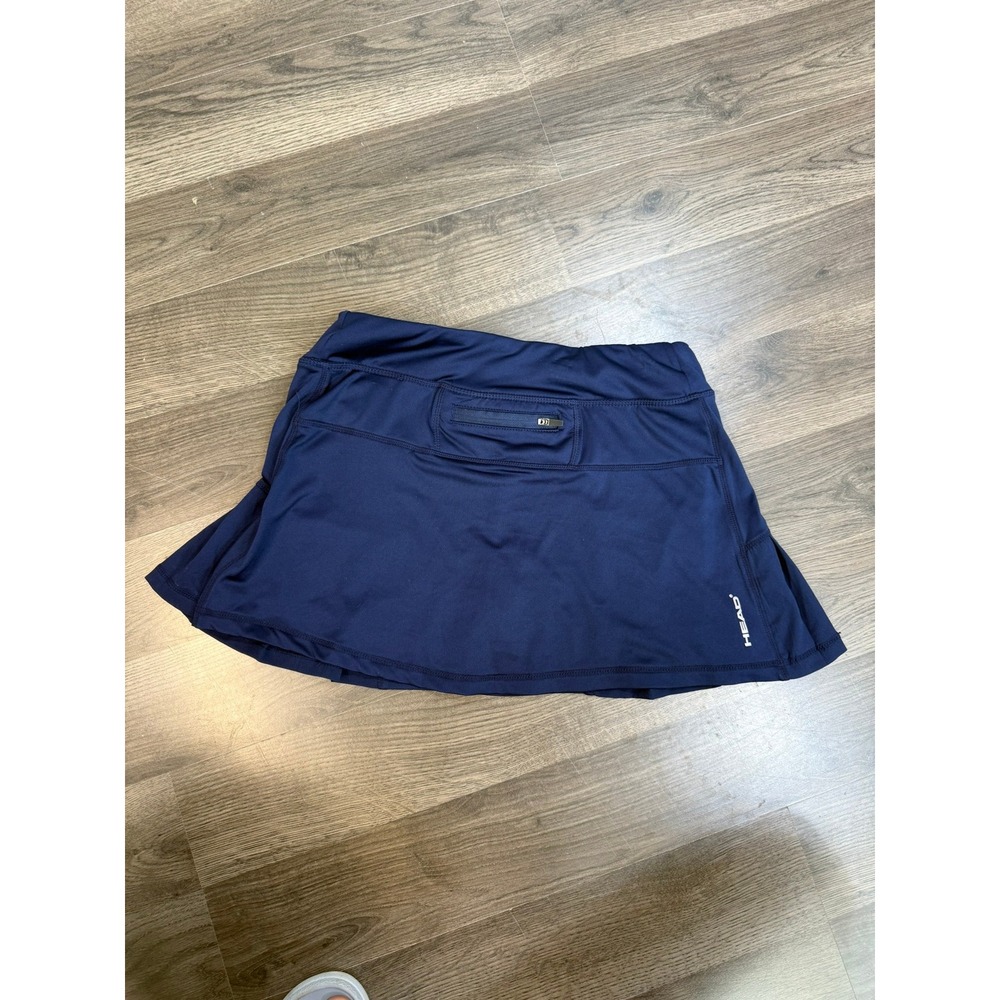 HEAD Womens Navy Blue Pleated Tennis Skort Active Skirt with Zipper Pocket Small